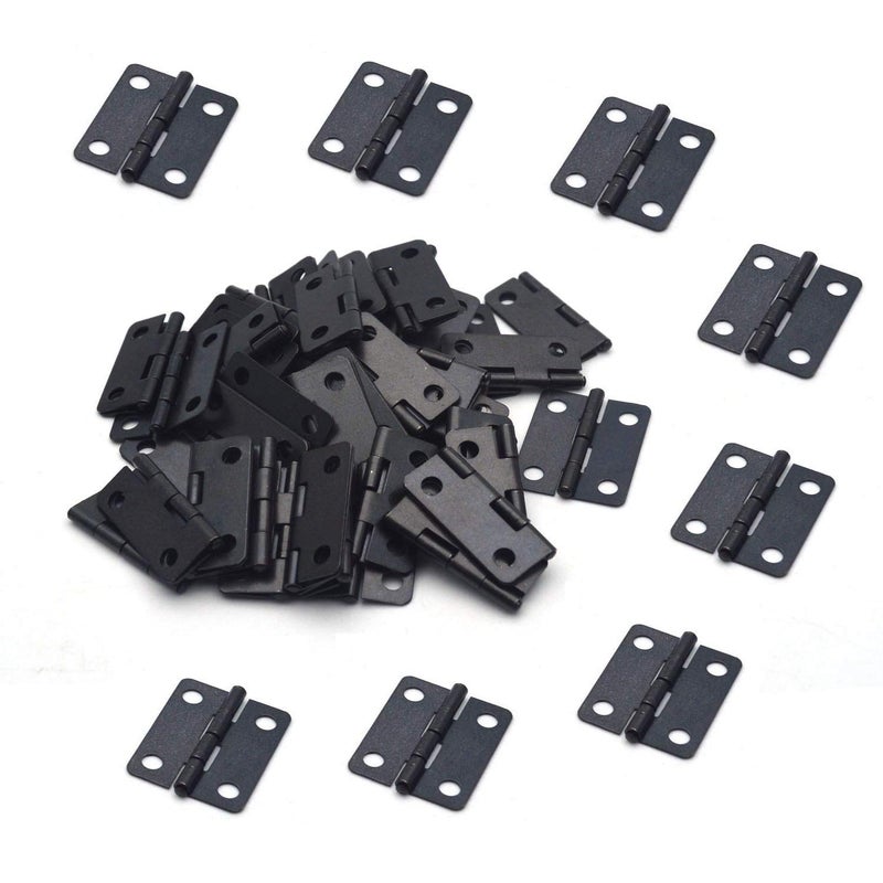 XMHF 1" x 3/4" Metal Foldable Butt Hinge for Cabinet Door Closet Black 48Pcs - Image 1